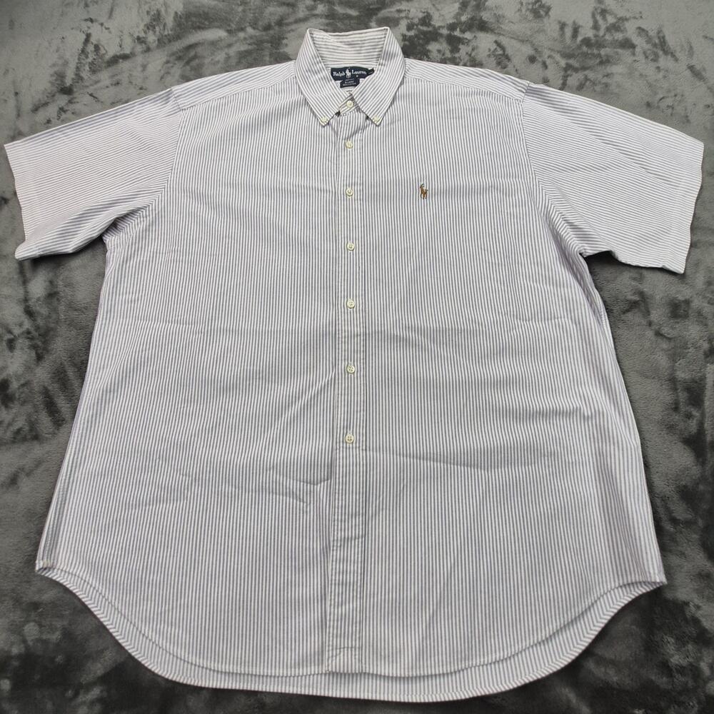 Ralph Lauren Blaire XL Shirt Purple White Stripe Button Down Flesh Pony Logo 100